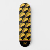 Tacos Patterned Black Skateboard (Voorkant)