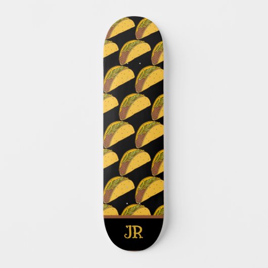 Tacos Patterned Black Skateboard (Voorkant)