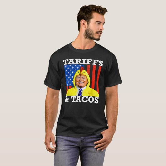 Tacos & Tariffs Patriotic Trump Humor handelsoorlo T-shirt (Voorkant volledig)