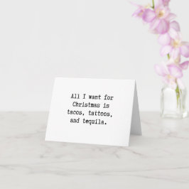 Tacos, tattoos, tequila Christmas Card Kaart