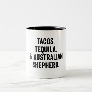 Tacos Tequila en Australian Shepherd Funny Two-T Tweekleurige Koffiemok