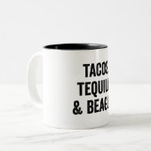 Tacos Tequila en Beagle Funny Tweekleurige Koffiemok (Voorkant links)