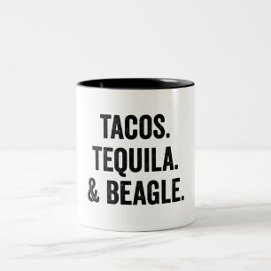 Tacos Tequila en Beagle Funny Tweekleurige Koffiemok
