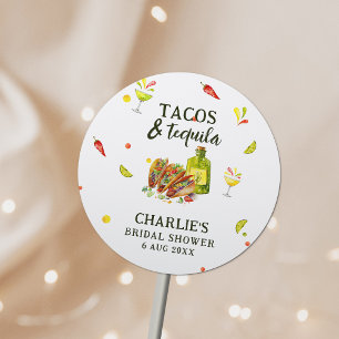 Tacos & Tequila Leuk Zomer Tropisch Bruiloftsfeest Ronde Sticker