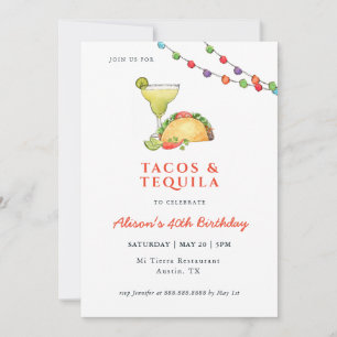 Taco's & Tequila Margarita Birthday Uitnodiging