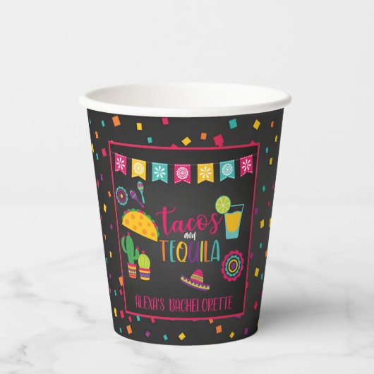Tacos & Tequila Paper Cup - Blk Papieren Bekers (Voorkant)