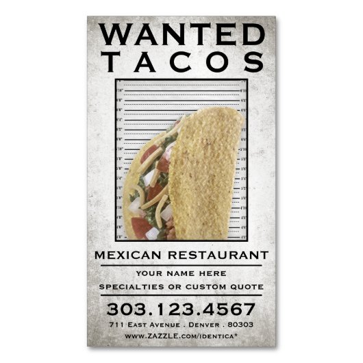 tacos voulait un carte de visite d'affiche (devant Vertical)