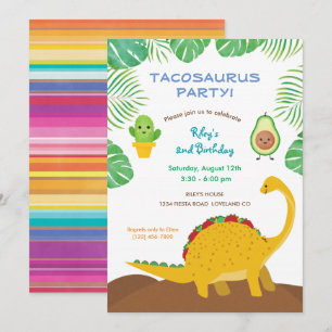 Tacosaurus Birthday Party - dinosaurus en tacos! Kaart