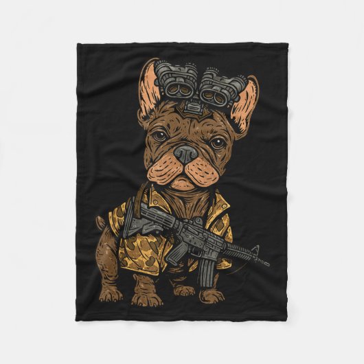 Tactical Frenchie Funny Dog Bulldog With Nvg Meme Fleece Deken (Voorkant)