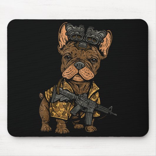 Tactical Frenchie Funny Dog Bulldog With Nvg Meme Muismat (Voorkant)