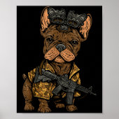Tactical Frenchie Funny Dog Bulldog With Nvg Meme Poster (Voorkant)
