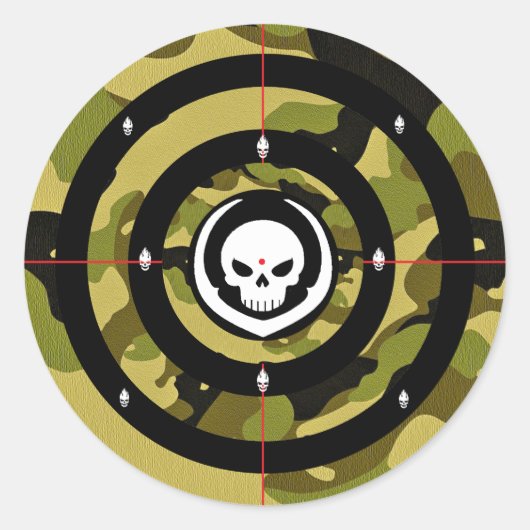 Tactische Schedel Doelwit Camouflage Precisie Aanv Ronde Sticker (Voorkant)