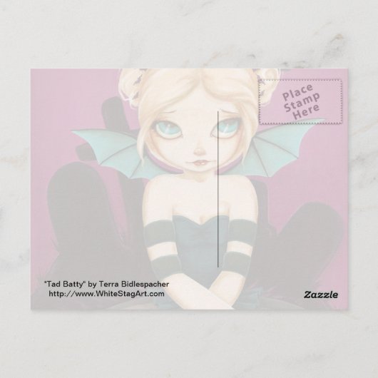 Tad Batty - Carte postale de fée de chauve-souris (Dos)