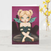 Tad Batty - vleermuisfee wenskaart Kaart (Gele Bloem)