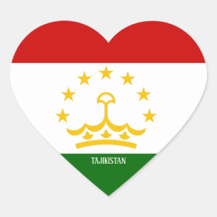 Tadzjikistan Flag Splendid Patriotic Hart Sticker