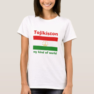 Tadzjikistan Vlag + Kaart + Tekst T-shirt