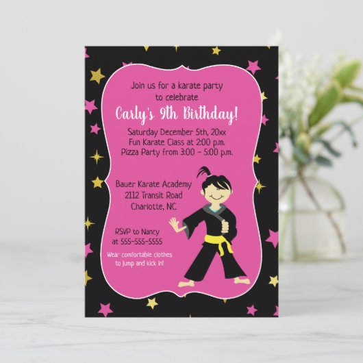 Tae Kwon Do Birthday Uitnodigingen (Staand voorkant)