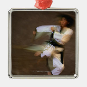 Tae Kwon Do Leap Kick Metalen Ornament