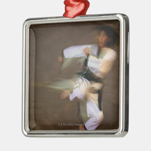 Tae Kwon Do Leap Kick Metalen Ornament (Links)