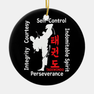 Taekwondo 5 Tenets Martial Arts ATA ITF Tab Keramisch Ornament