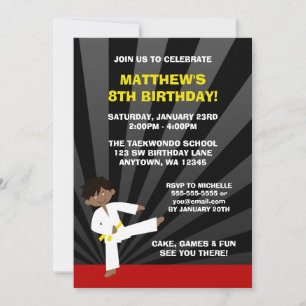 Taekwondo African American Yellow Belt Birthday Kaart