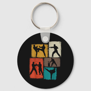 Taekwondo beoefenaar collage mannen kinderen coach sleutelhanger