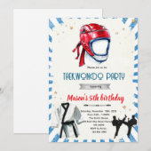 Taekwondo birthday party invitation (Devant / Derrière)