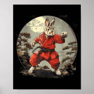 Taekwondo Bunny Rabbit Kickboksen Jiu-Jitsu Kung Poster
