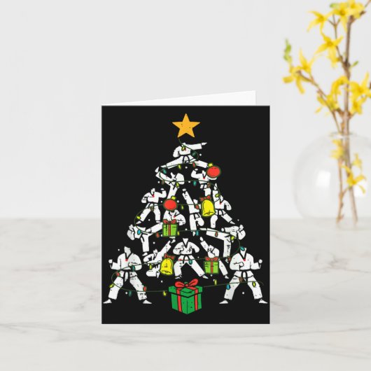 Taekwondo Christmas Tree Xmas Martial Arts Karate Kaart (Gele Bloem)