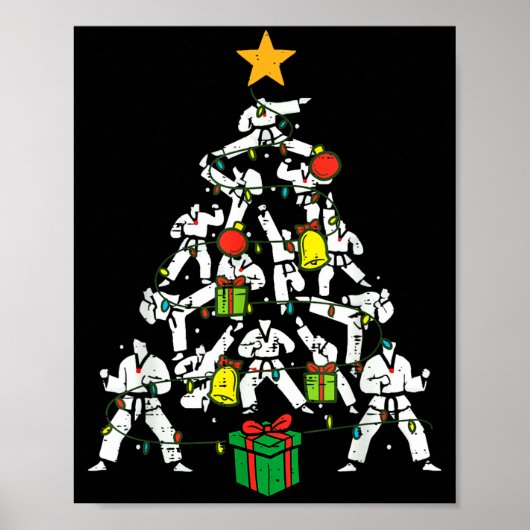 Taekwondo Christmas Tree Xmas Martial Arts Karate Poster (Voorkant)