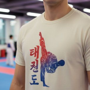 Taekwondo coup de pied haut avec les couleurs du d