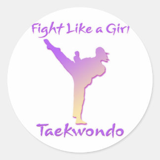 Taekwondo Girl Ronde Sticker