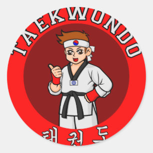 taekwondo guy badge 1 ronde sticker