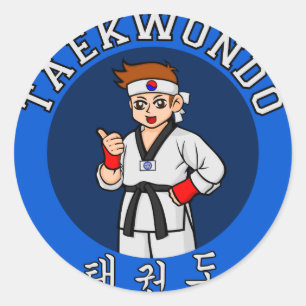 taekwondo guy badge ronde sticker