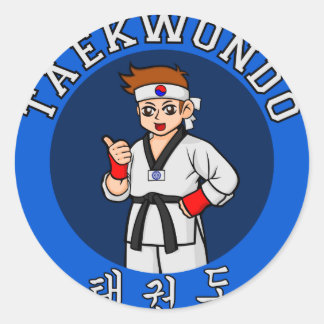 taekwondo guy badge ronde sticker