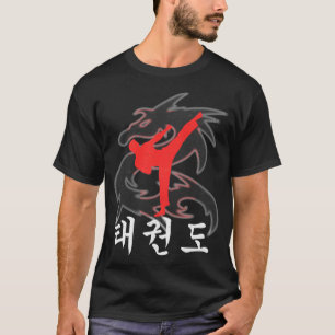 Taekwondo High Kick Dragon met Koreaanse symbolen T-shirt