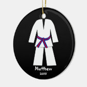 Taekwondo Karate Blue Red Belt - Gepersonaliseerd Keramisch Ornament (Links)