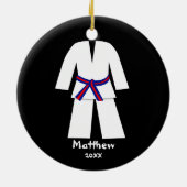 Taekwondo Karate Blue Red Belt - Gepersonaliseerd Keramisch Ornament (Achterkant)