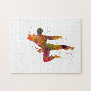 Taekwondo-karate en aquarel legpuzzel