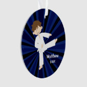 Taekwondo Karate White Belt Boy Gepersonaliseerd Ornament (voorkant)