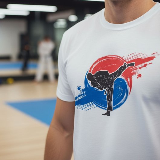 Taekwondo Kick with Korean Taegeuk Brushstroke  T-shirt