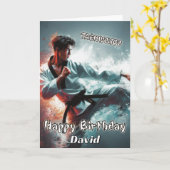 Taekwondo Kicking Spirit Carte d'anniversaire (Fleur jaune)