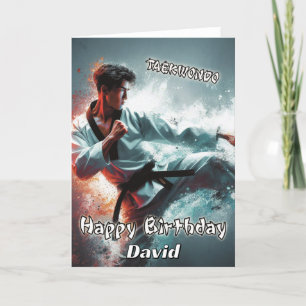 Taekwondo Kicking Spirit Carte d'anniversaire