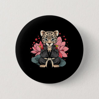 Taekwondo Luipaard Kickboksen Dieren Jiu-Jitsu Ronde Button 5,7 Cm