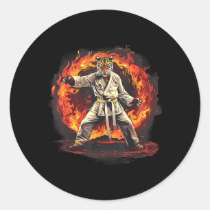 Taekwondo Luipaard Kickboksen Dieren Jiu-Jitsu Ronde Sticker