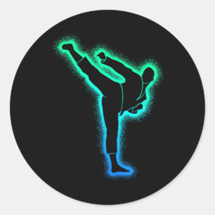 Taekwondo Martial Arts Pap Mannen Jongens Karate Ronde Sticker