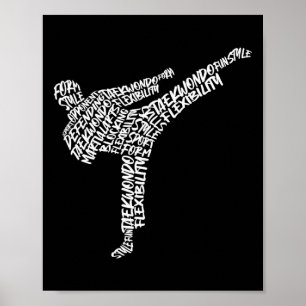 Taekwondo Martial Arts Typografie Kinder Mannen Bo Poster