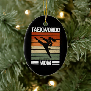 Taekwondo Mom Retro Martial Arts Mom Gift Keramisch Ornament