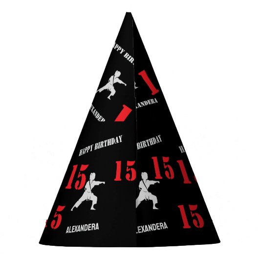 Taekwondo Player Birthday , Karate personalized Feesthoedjes (Achterkant)