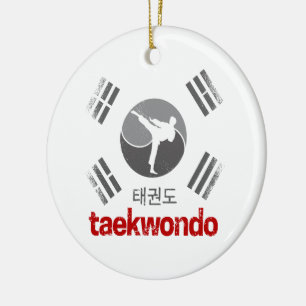 Taekwondo Retro Korea Vlag Martial Arts Vintage Keramisch Ornament